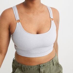 Aerie NWT Ribbed seamless longline bralette white size M